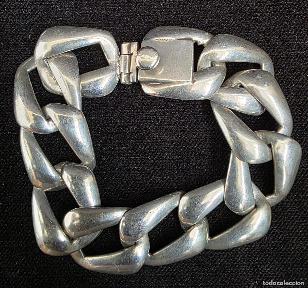 Joyeria: Pulsera vintage de eslabones gruesos en plata 925 &ndash; dise&ntilde;o industrial unisex 10 cm - 48G