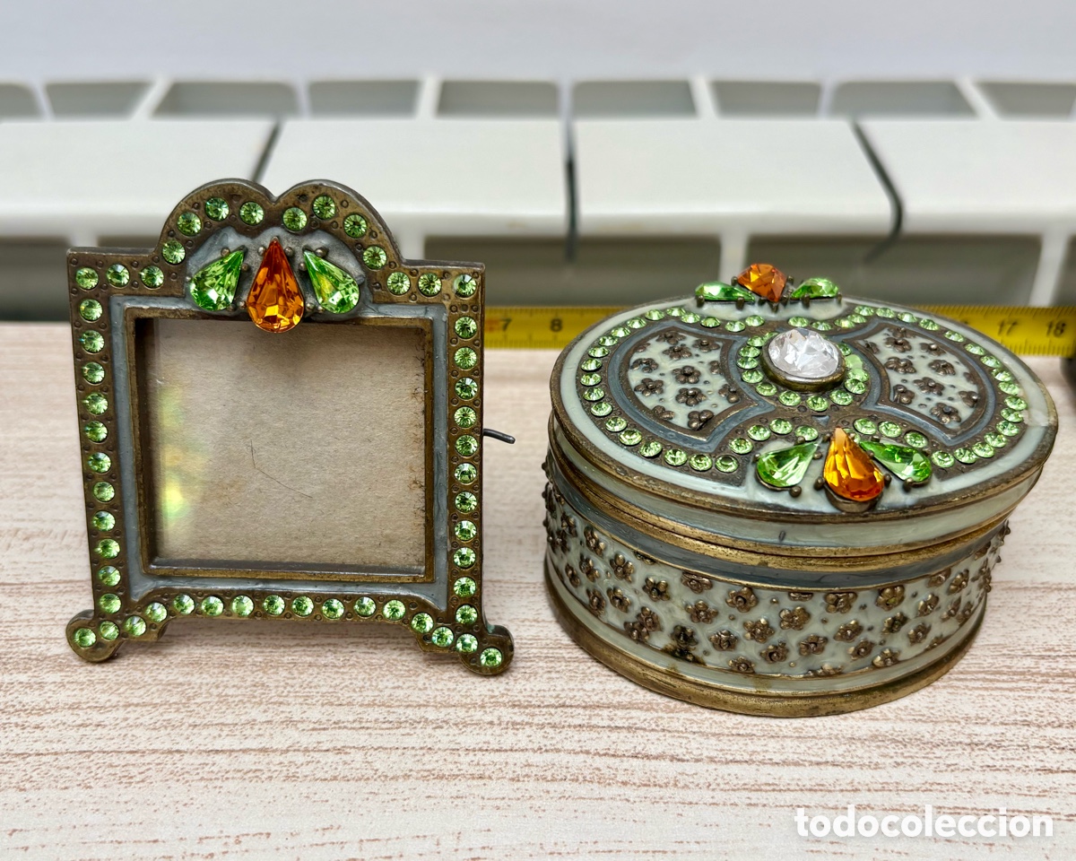 Joyeria: Set Vintage Lujo Wesley Kropp para Two's Company: Marco Fotos - Joyero Esmaltado cristal austriaco