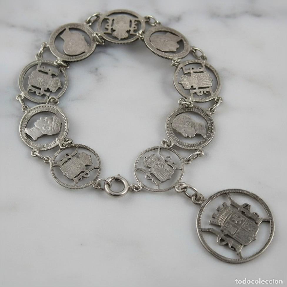 Joyeria: Pulsera monedas de plata Alfonso XII XIII 1880-1904 Espa&ntilde;a