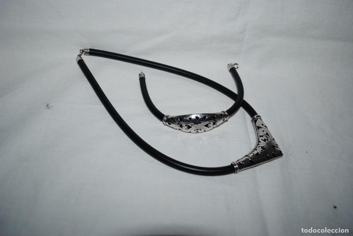 Joyeria: JUEGO DE PULSERA Y GARGANTILLA DE PLATA 925 Y FIBRA .