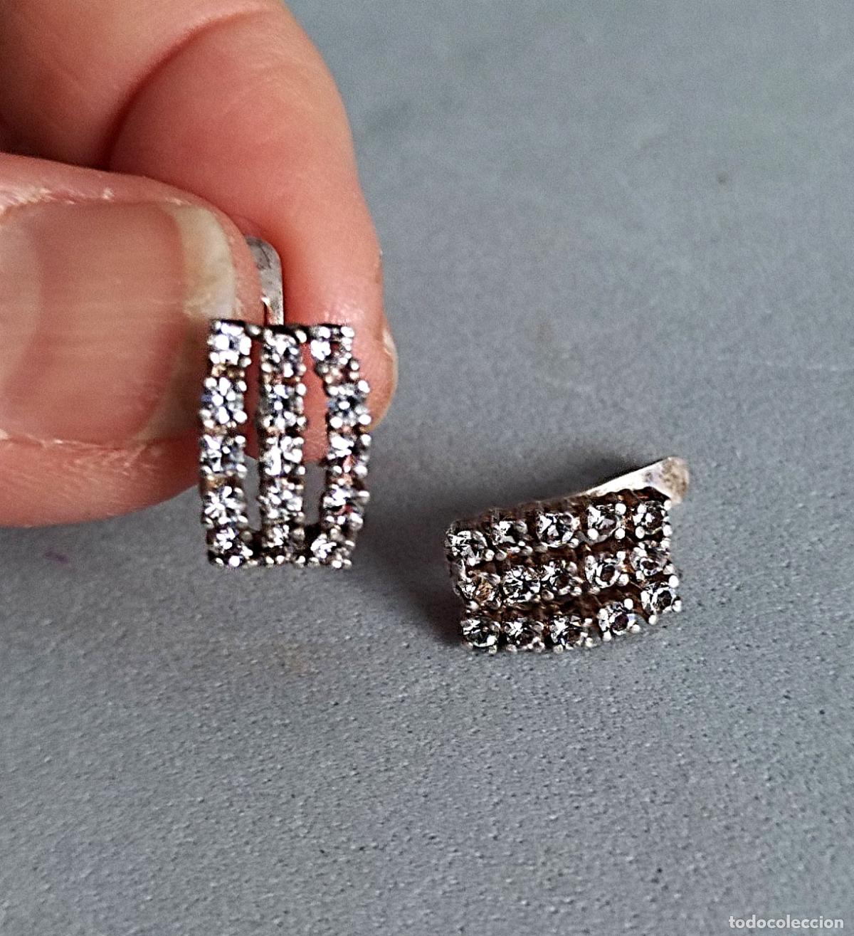 Joyeria: Pendientes de plata de ley con circonitas, cierre de pala catal&aacute;n. - Foto 1
