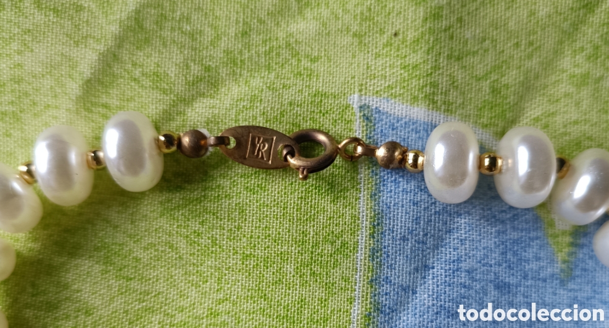 Joyeria: Collar de perlas con detalles dorados - Foto 3