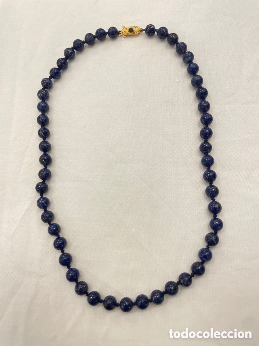 Joyeria: Collar lapisl&aacute;zuli con broche dorado