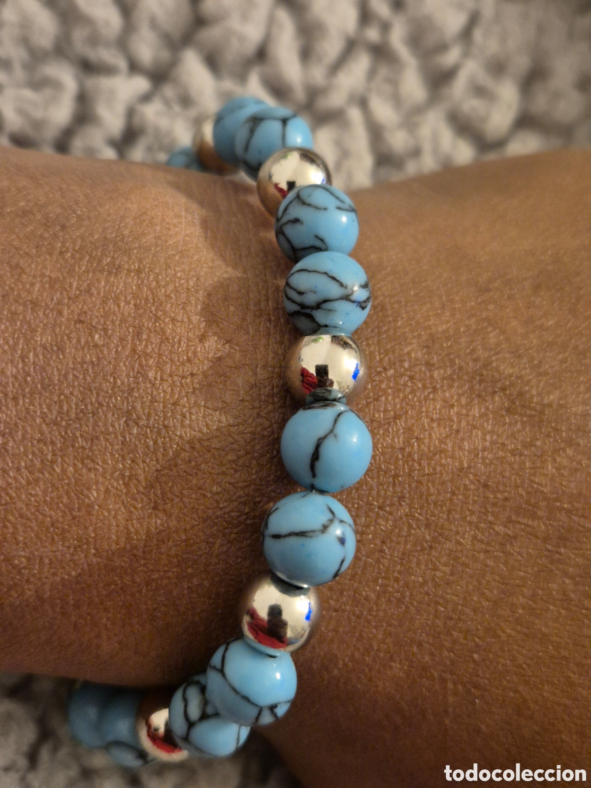 Joyeria: Pulsera artesana piedras naturales estilo turquesa
