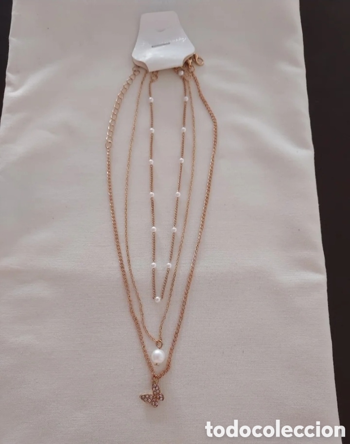 Joyeria: Collar triple color dorado