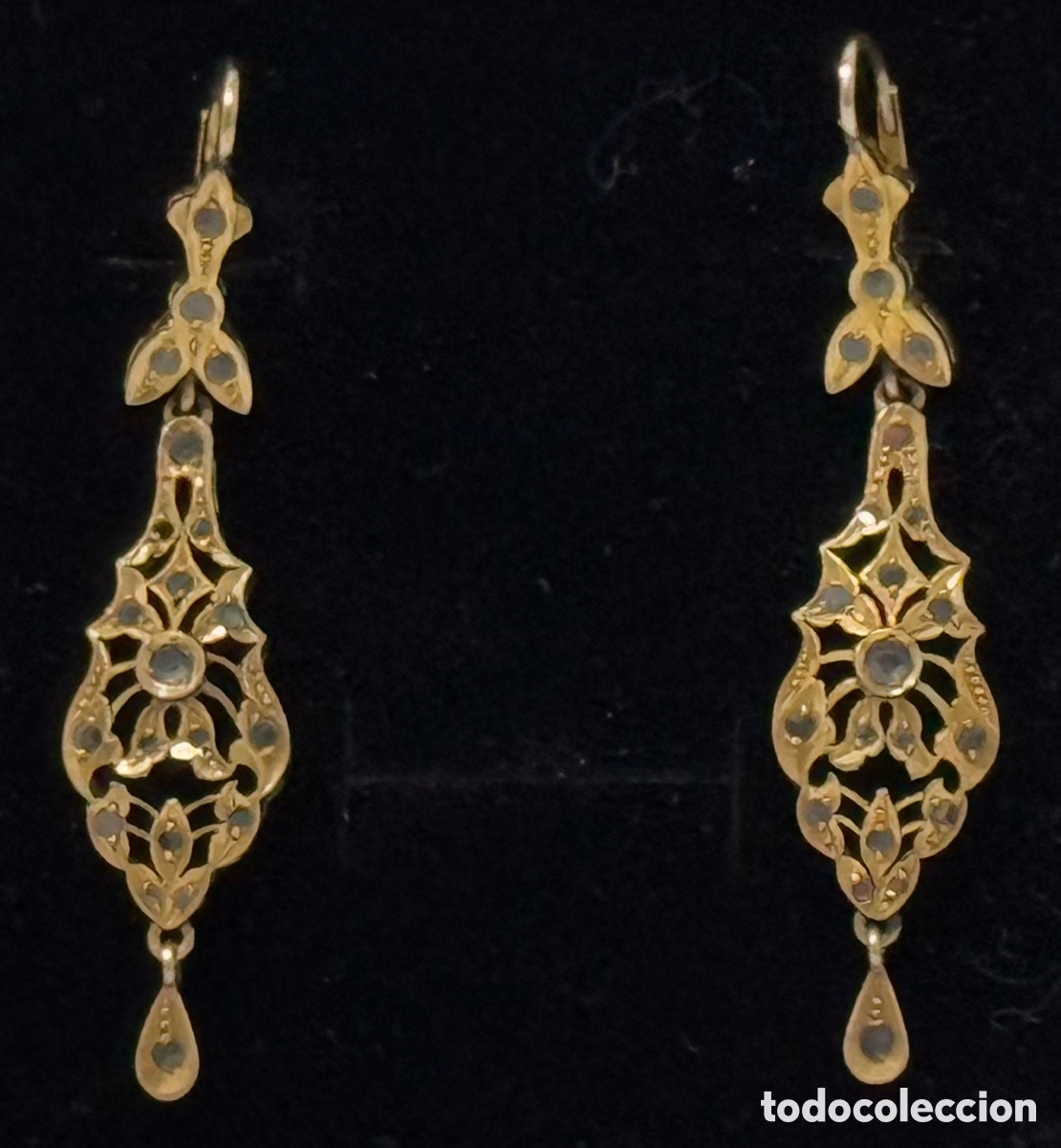 Joyeria: ANTIGUOS PENDIENTES ORO 18K Y ZAFIROS BLANCOS PPIOS 1900