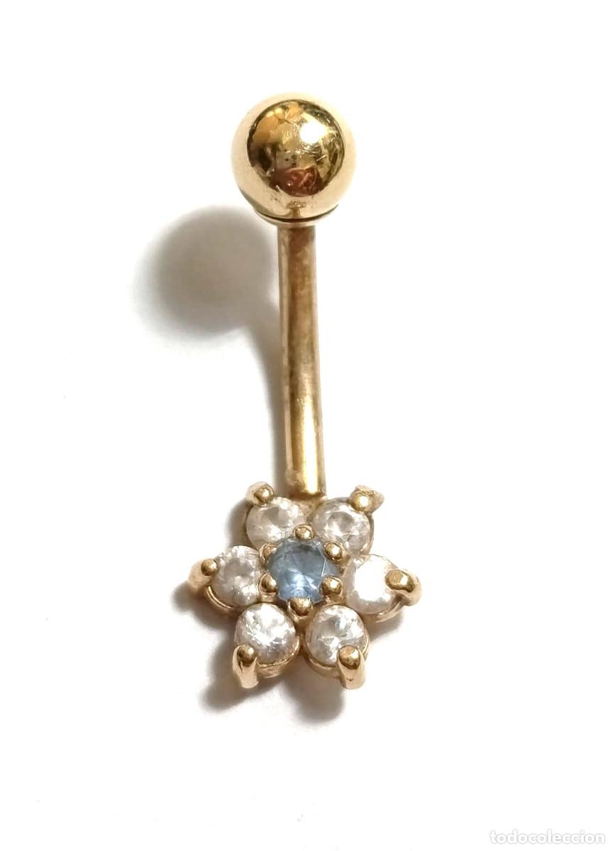 Joyeria: Piercing para ombligo de oro 14 kt y circonitas