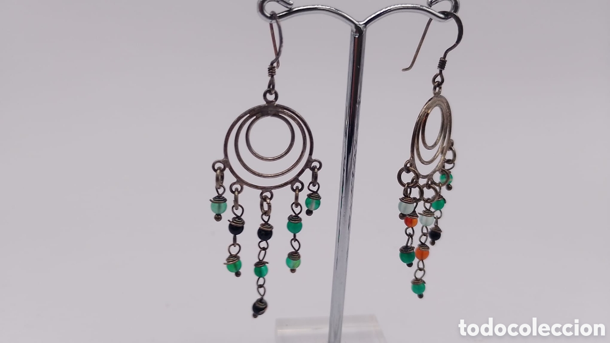 Joyeria: Pendientes plata y abalorios, piedras de colores. - Foto 2