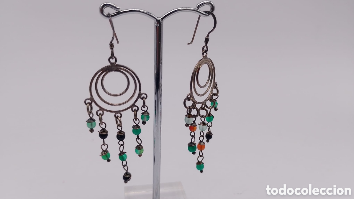 Joyeria: Pendientes plata y abalorios, piedras de colores. - Foto 3
