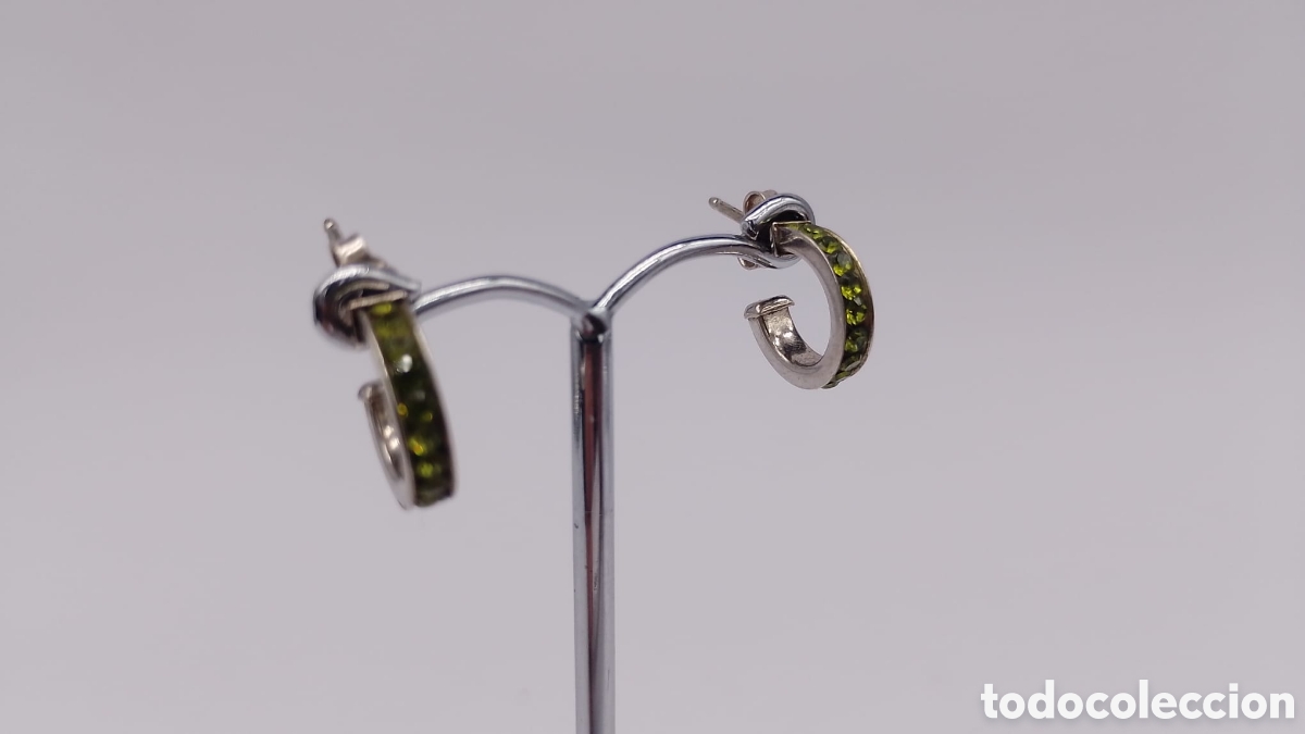 Joyeria: Pendientes plata y piedras verdes. - Foto 2