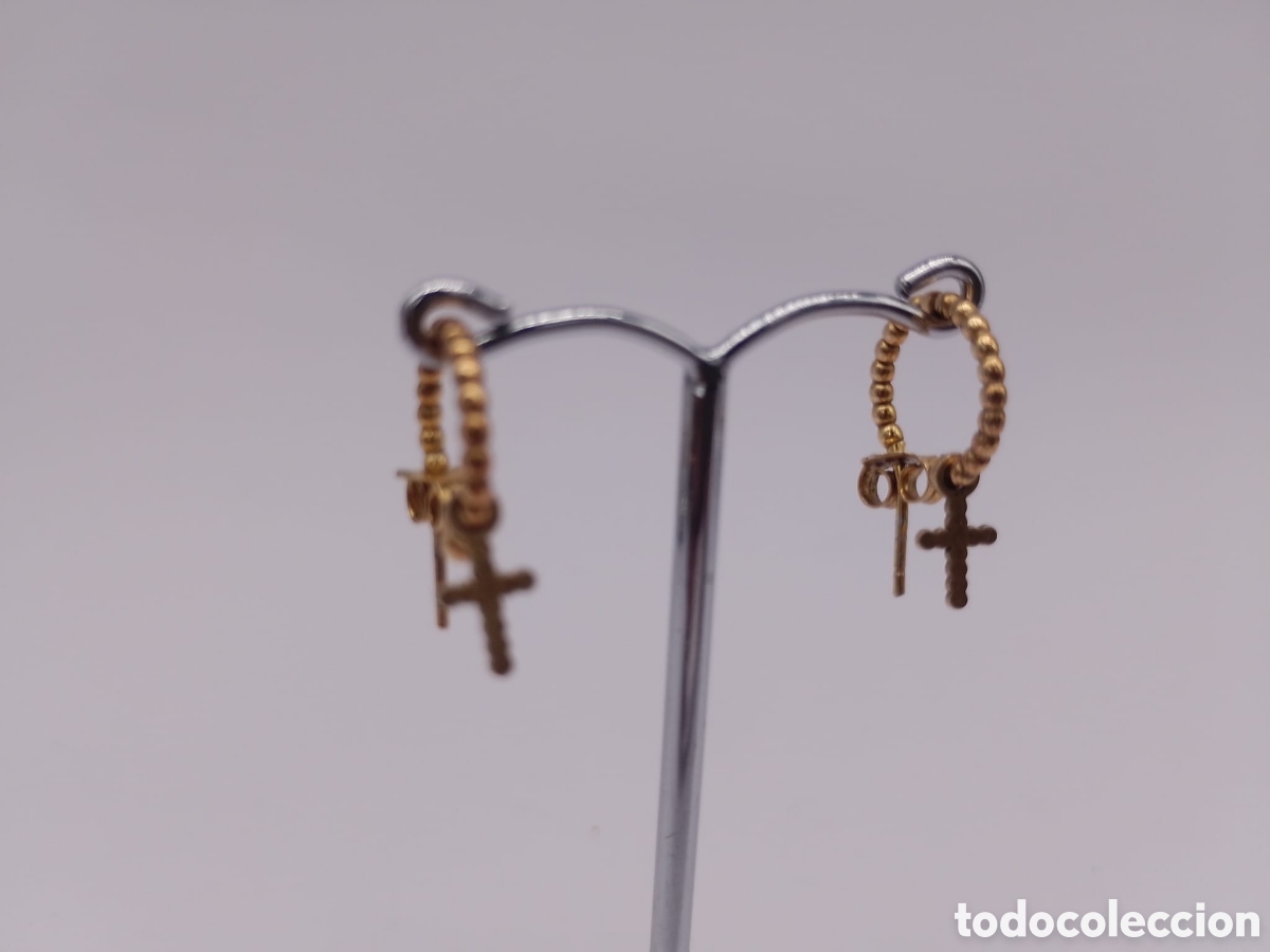 Joyeria: Pendientes plata dorada cruces - Foto 1