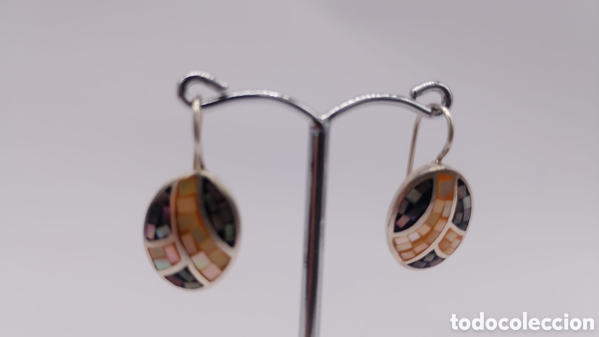 Joyeria: Pendientes plata y teselas de nacar - Foto 2
