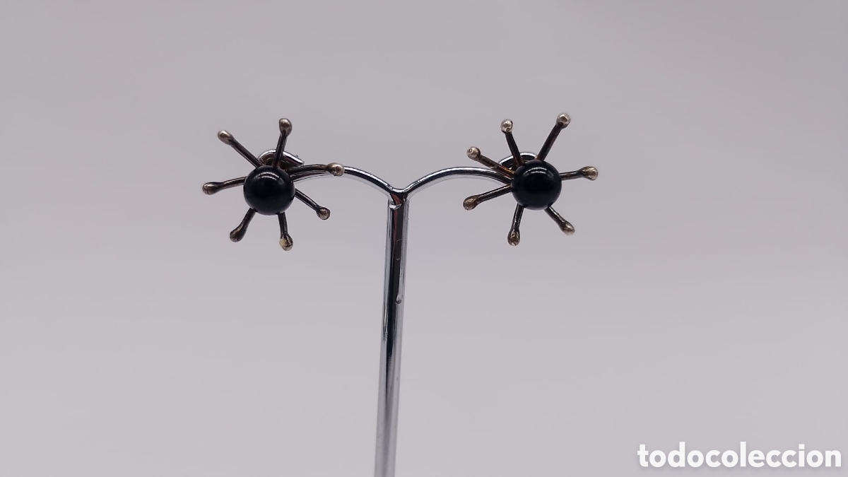 Joyeria: Pendientes plata y piedras azabache