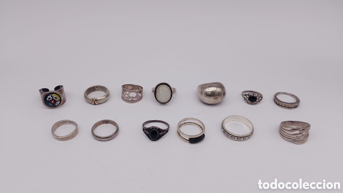 Joyeria: Lote de anillos de plata, piedras, esmalte, oro