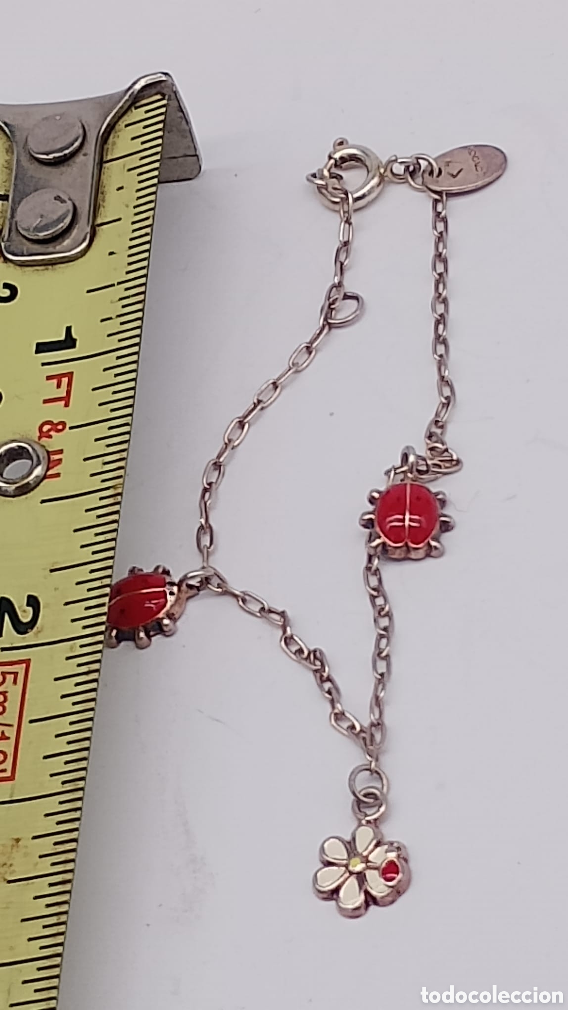 Joyeria: pulsera plata mariquitas