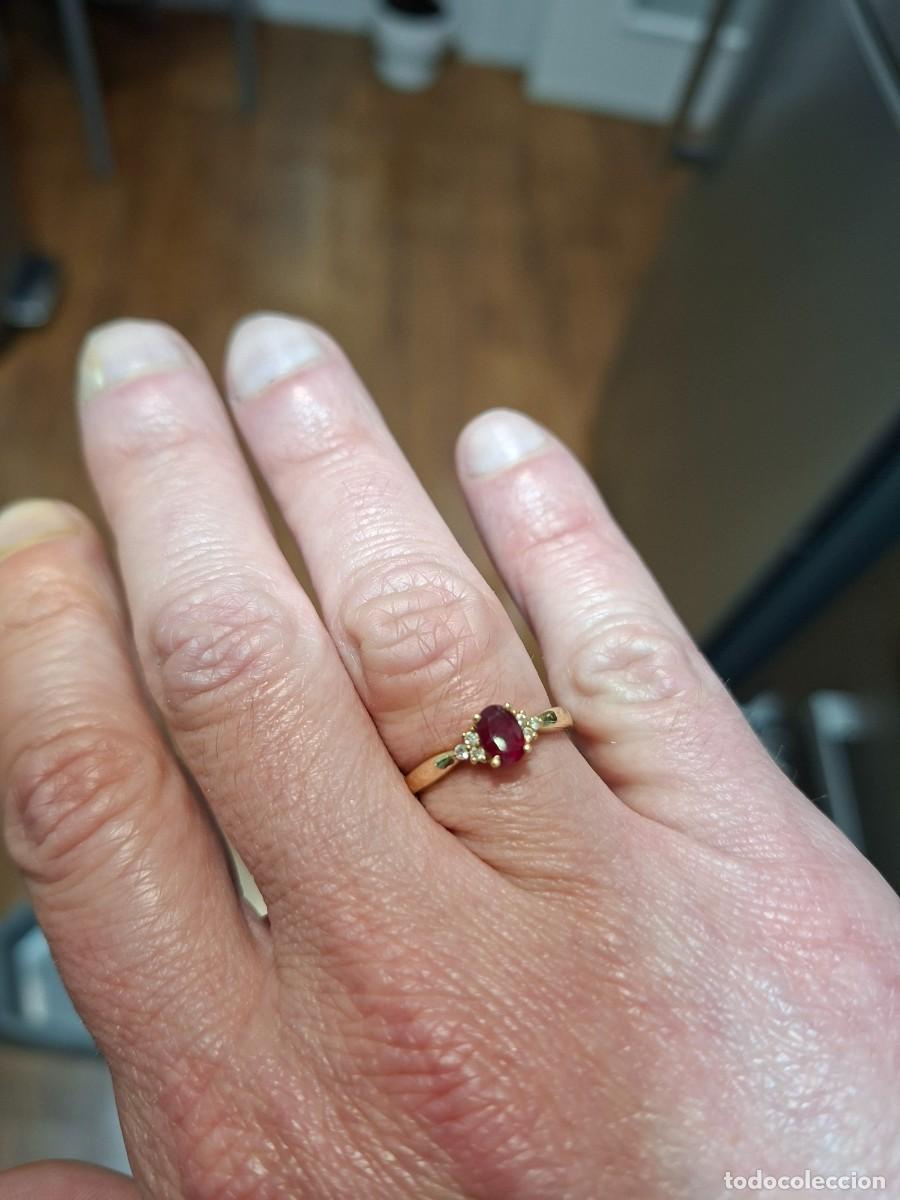 Joyeria: Anillo con brillantes y rubi de mozambique AAA