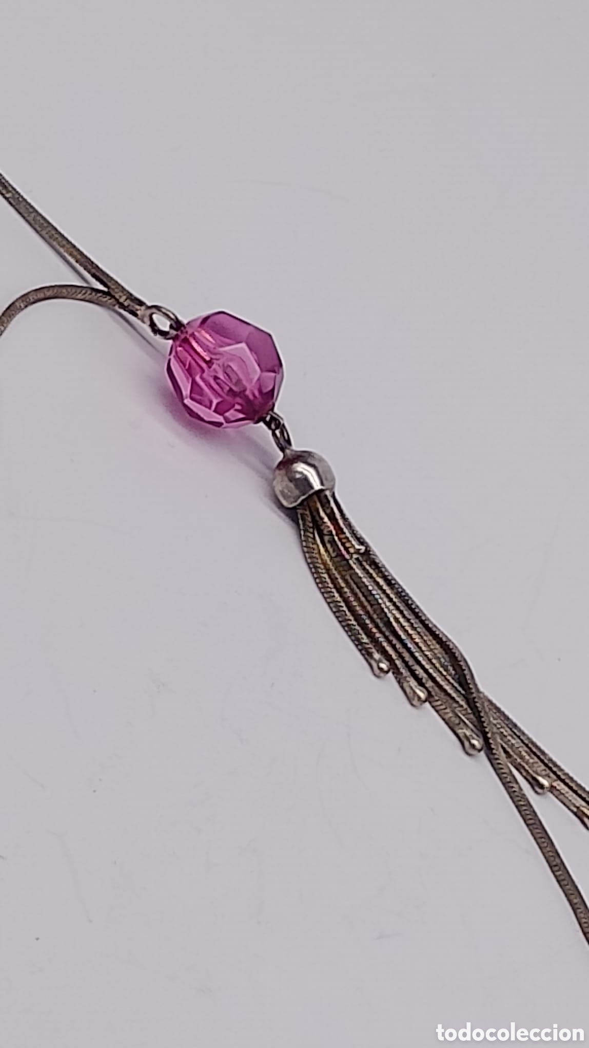 Joyeria: Collar plata piedra faceta da morada y flecos - Foto 2