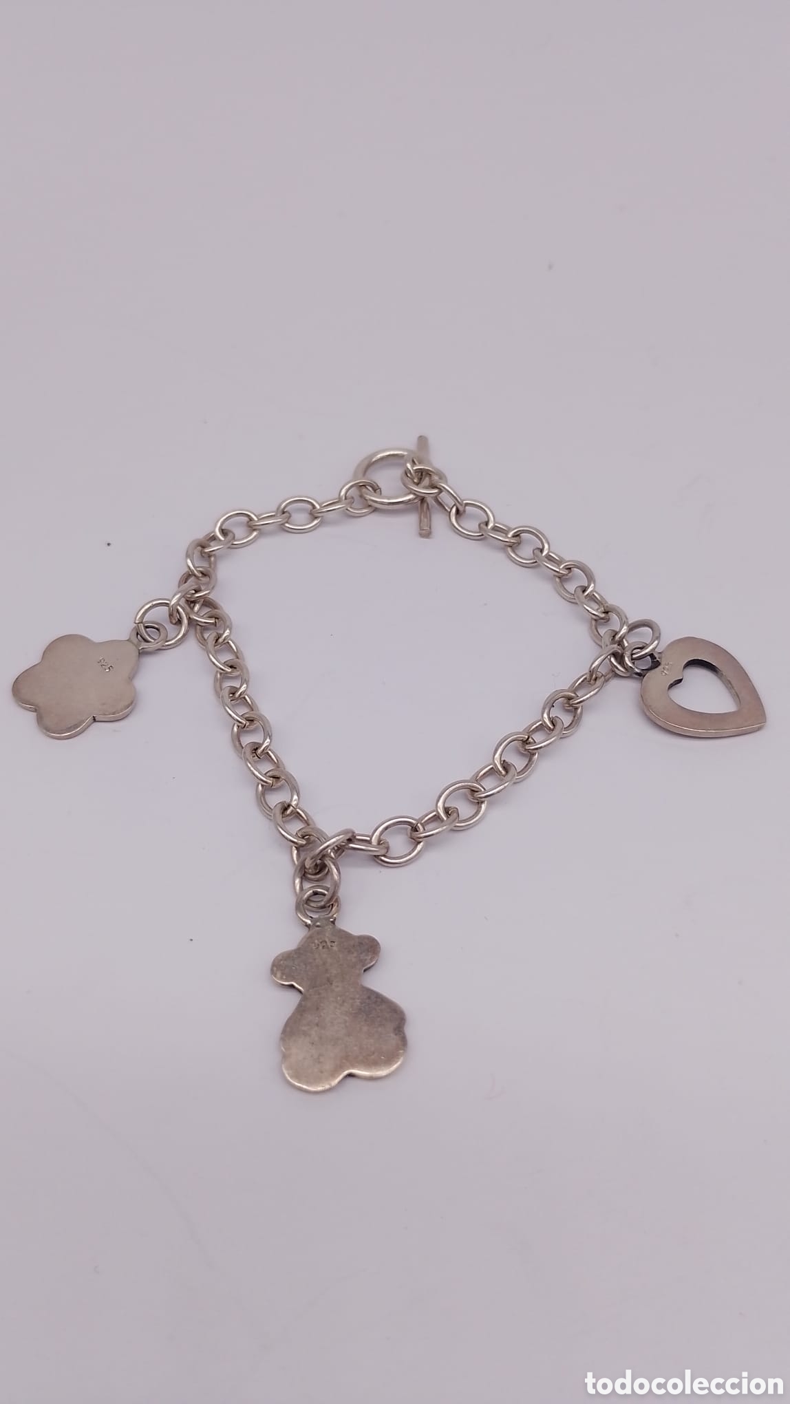 Joyeria: pulsera plata motivos, oso, coraz&oacute;n y estrella.