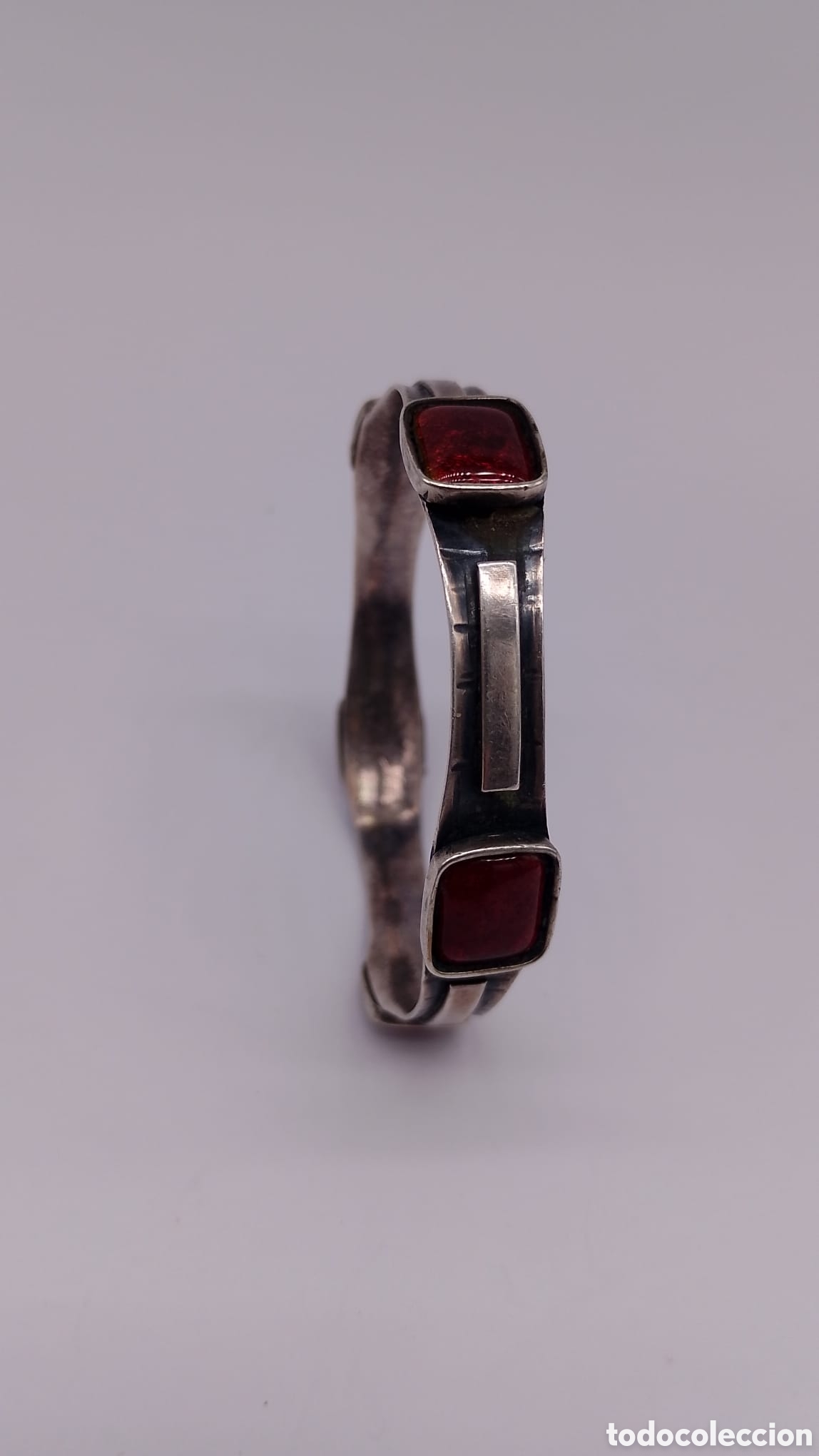 Joyeria: Brazalete plata y esmaltes a&ntilde;os 70