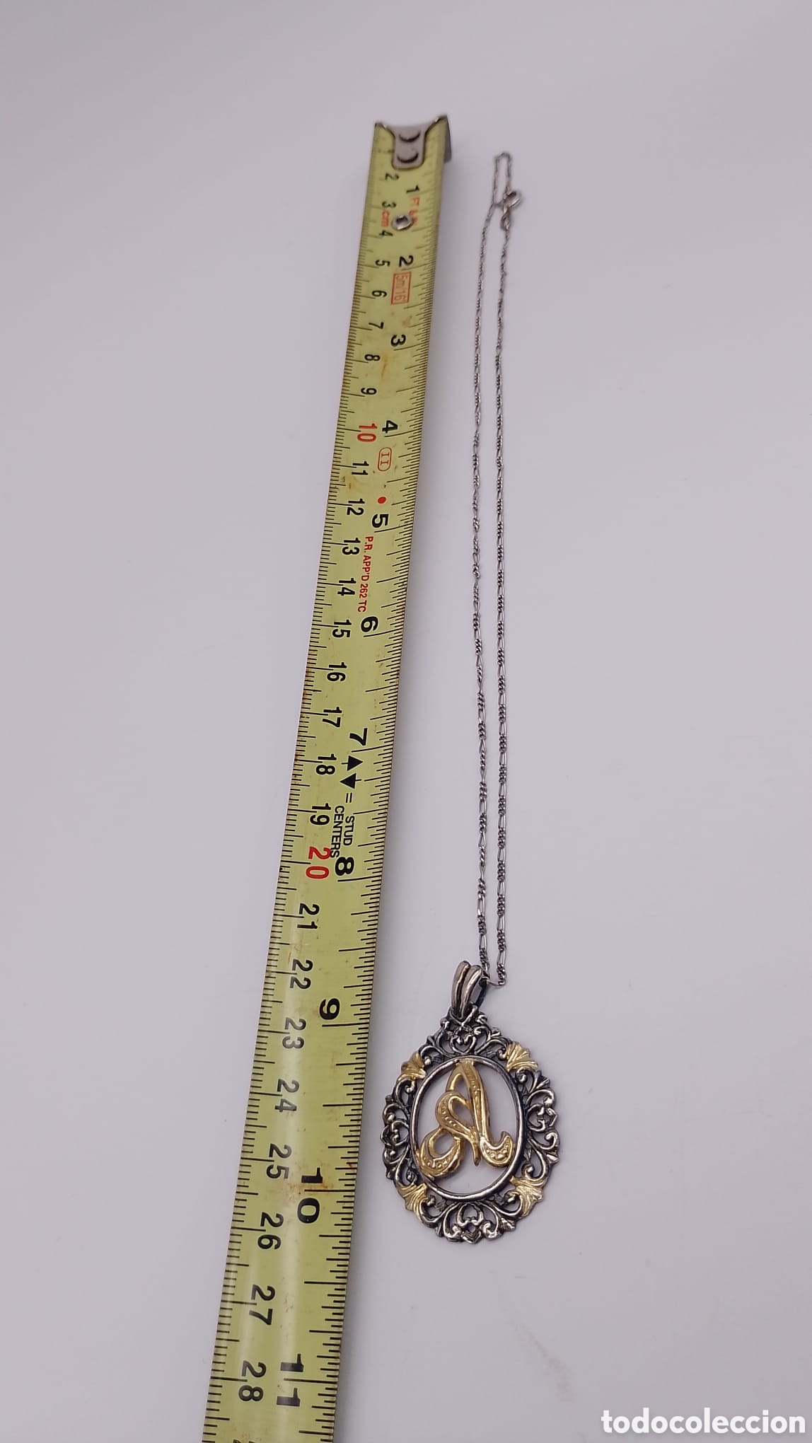 Joyeria: Collar colgante con letra A en plata y oro. - Foto 7