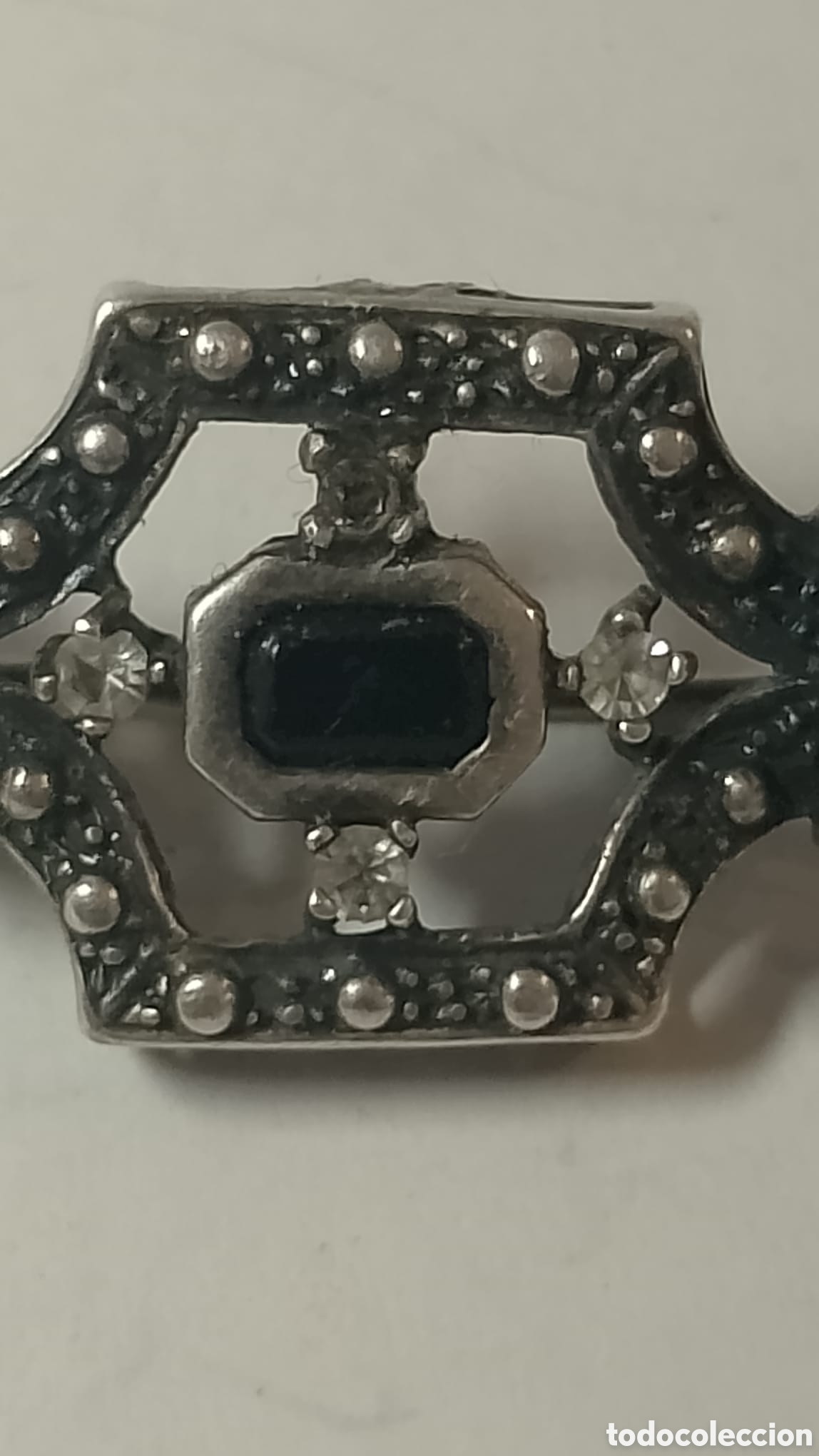 Joyeria: Broche plata piedras y azabache. - Foto 1