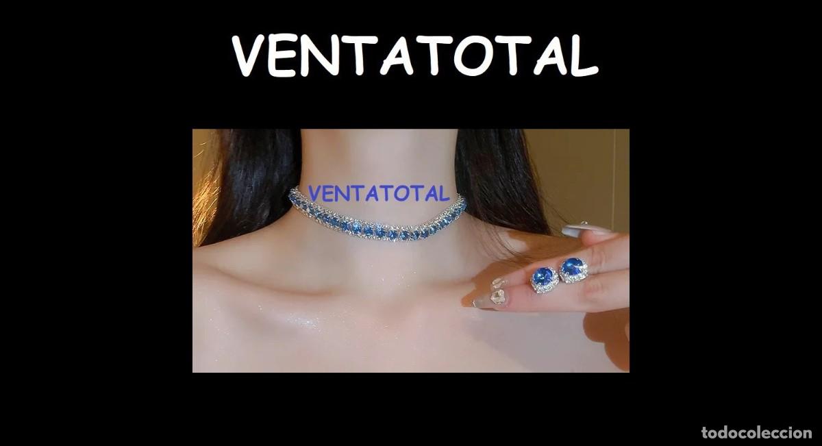 Joyeria: CONJUNTO DE COLLAR Y PENDIENTES SON DE ORO BLANCO DE 18 KILATESLAMINADO CON ZAFIROS Y DIAMANTES