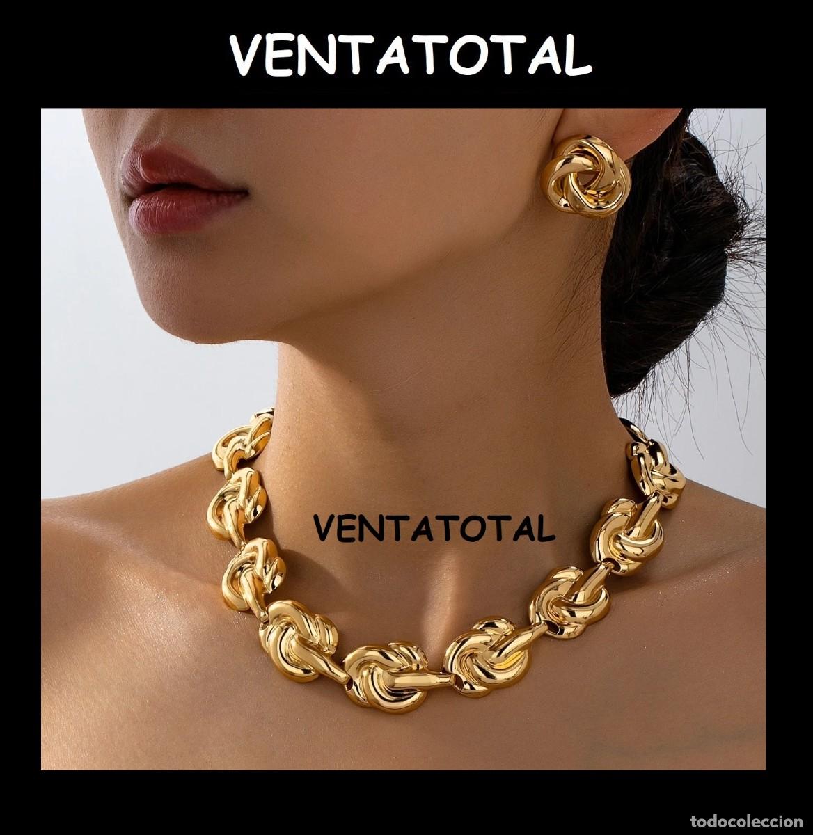 Joyeria: CALIDAD SUPERIOR CONJUNTO DE COLLAR Y PENDIENTES SON DE ORO AMARILLO DE 22 KILATES LAMINADO