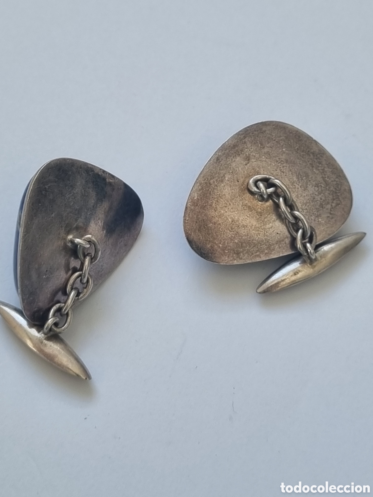Joyeria: Gemelos plata y lapislazuli vintage J - Foto 3