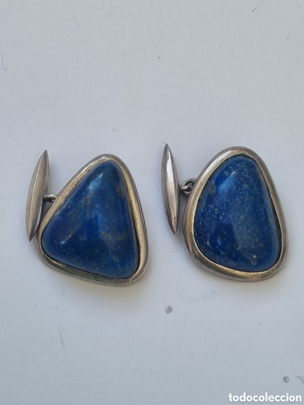 Joyeria: Gemelos plata y lapislazuli vintage J - Foto 4