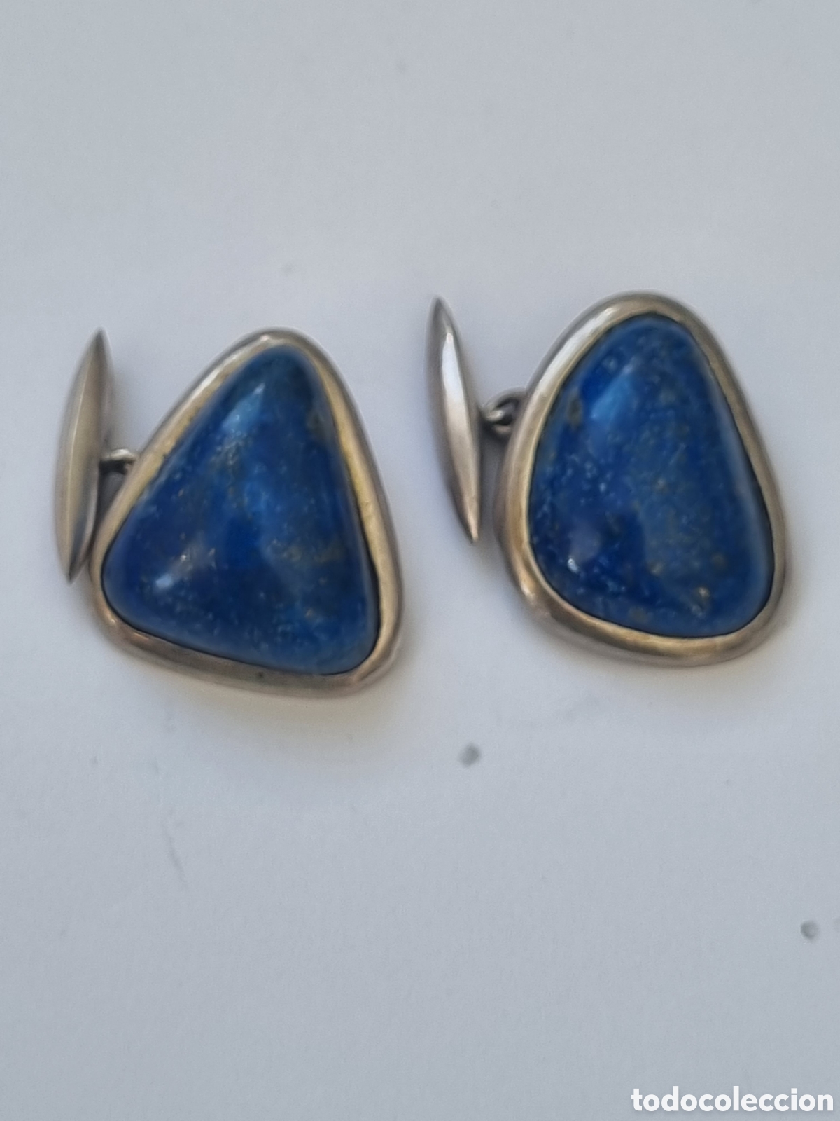 Joyeria: Gemelos plata y lapislazuli vintage J - Foto 1