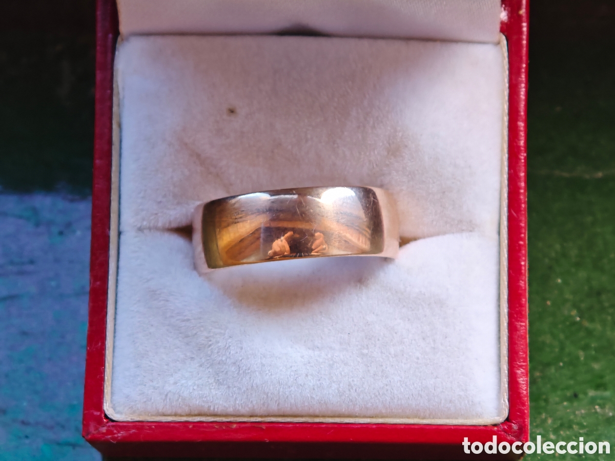 Joyeria: Anillo de oro rosa 14 k contraste - Foto 1