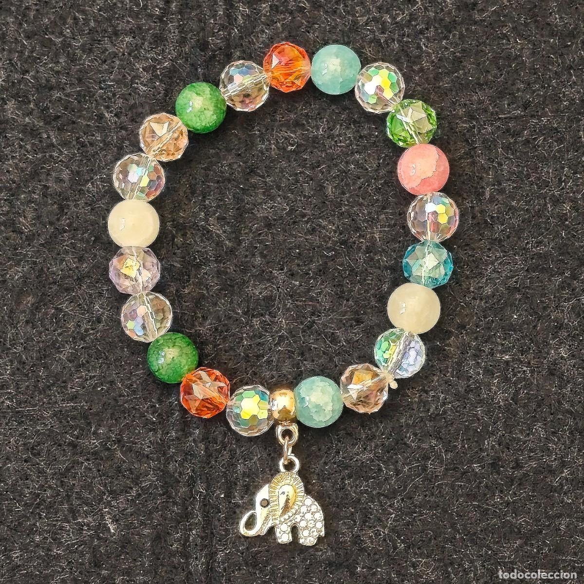 Joyeria: PULSERA ELASTICA PIEDRAS AGATAS Y SWAROSKI CON DIGET ELEFANTE