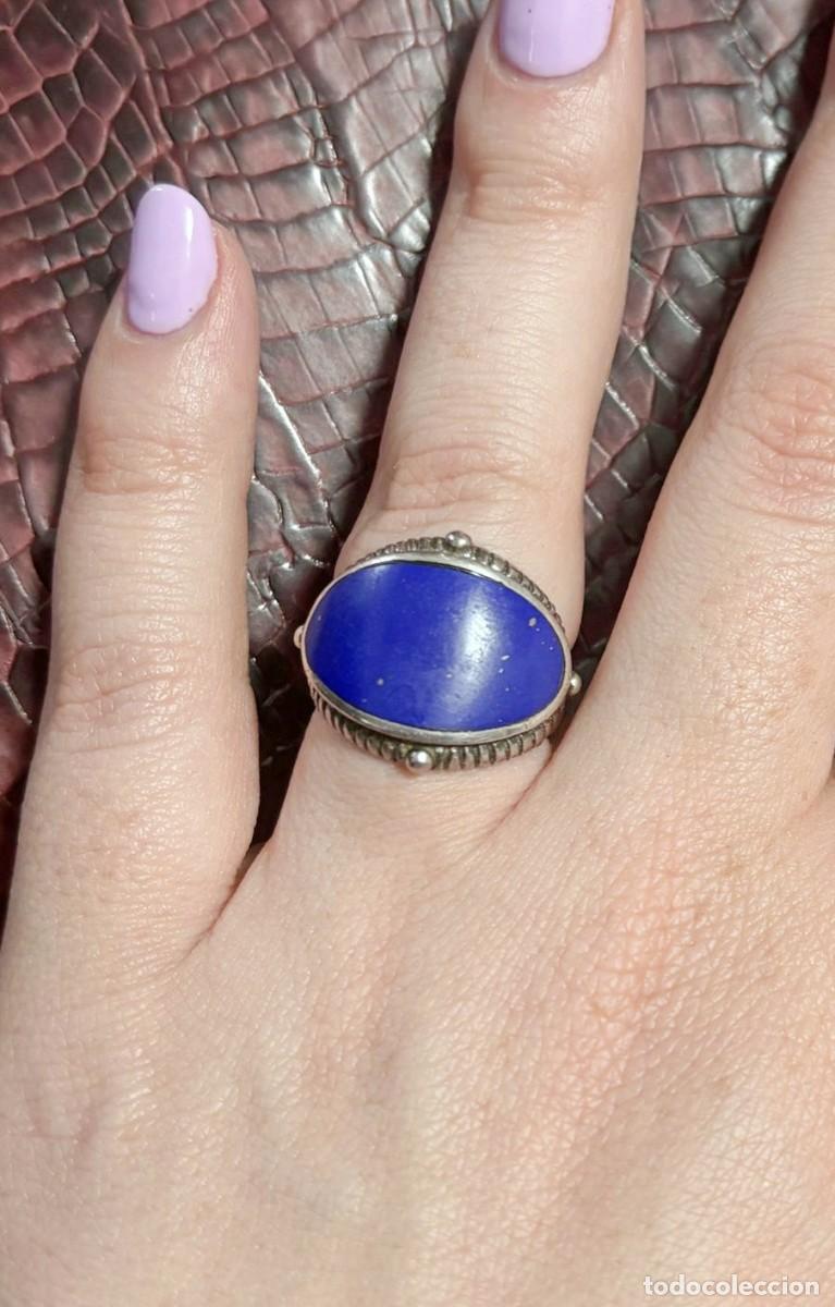 Joyeria: Anillo de Plata 925 y Lapisl&aacute;zuli Natural - Talla 14 (17mm) - 8,38g
