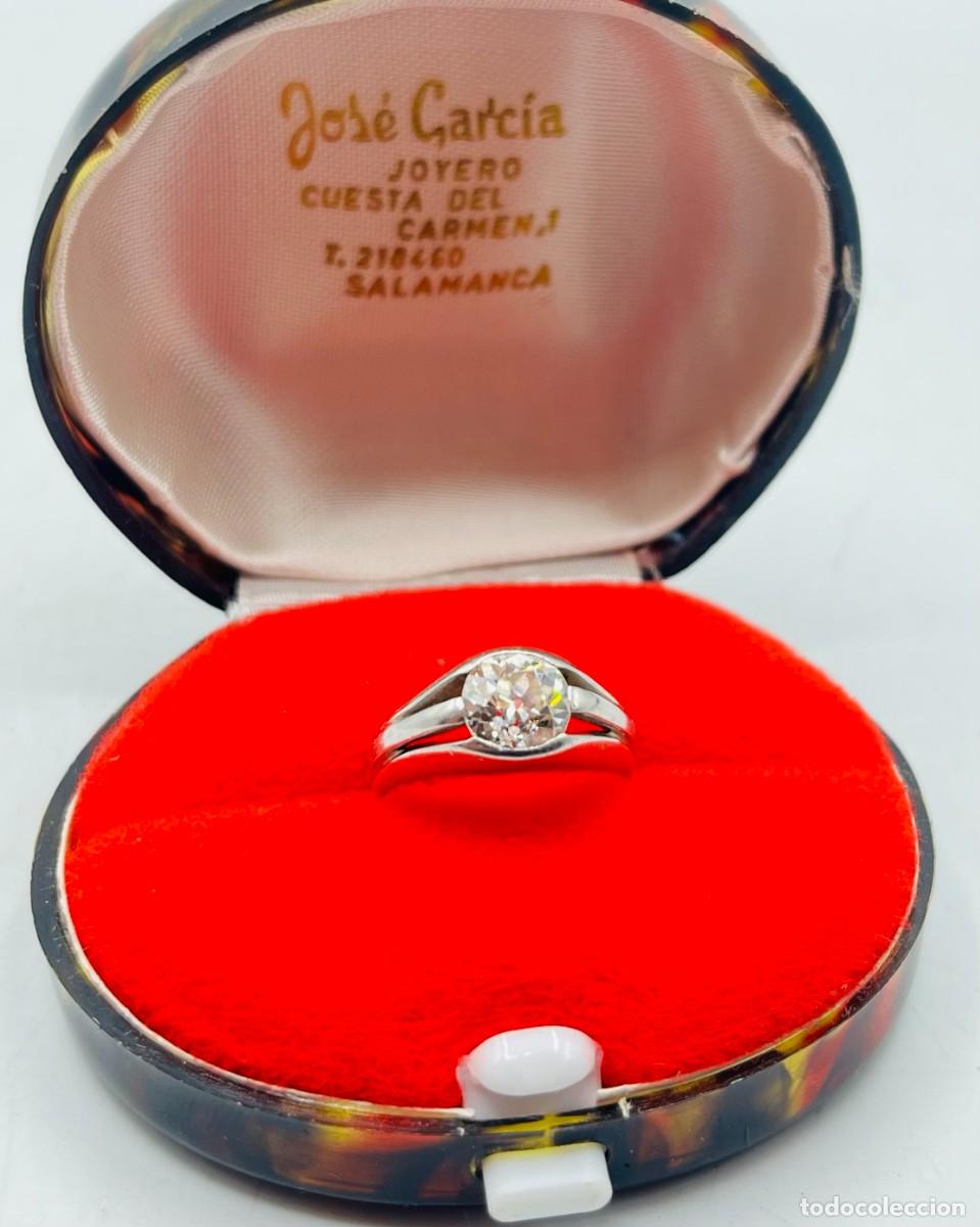 Joyeria: Antiguo solitario Art D&eacute;co oro blanco y diamante talla antigua 1,25 ct aprox