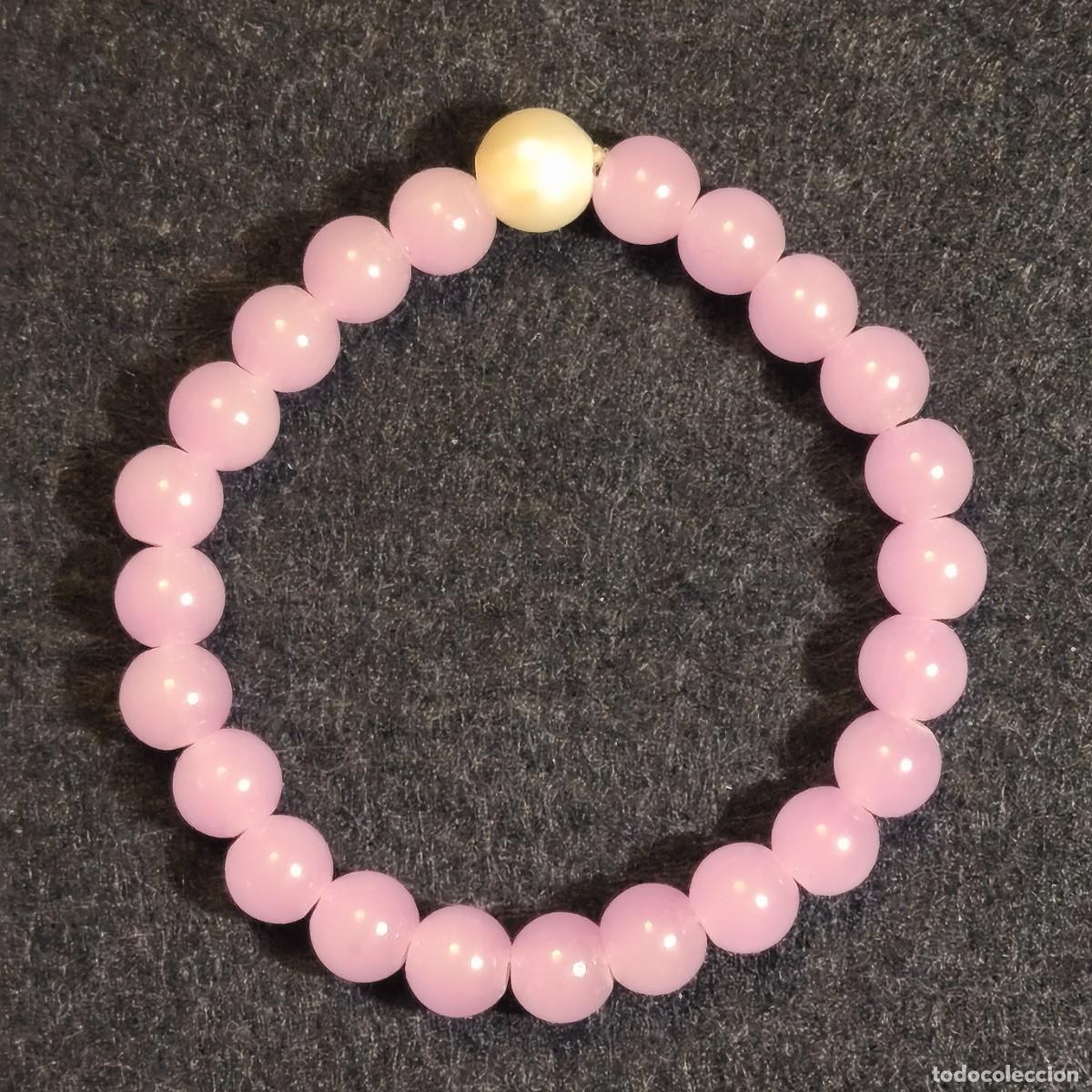 Joyeria: PULSERA ELASTICA DE CUARZO ROSA-VIOLETA 8,5 MM CON PERLA CULTIVADA