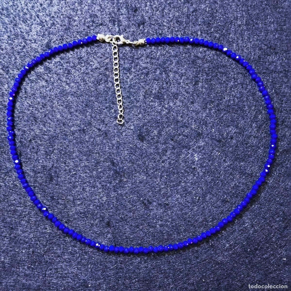 Joalharia: GARGANTILLA DE ZAFIRO SWAROSKI FACETADO 3 MM Y ALPACA PLATEADA.MED. 43 - 48 CMS