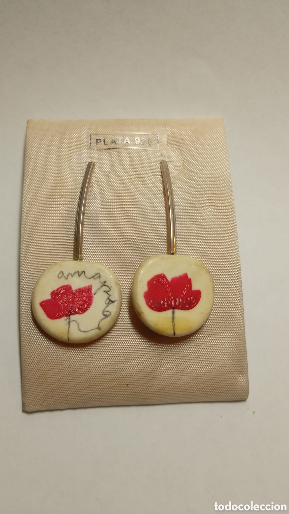 Joyeria: Pendientes amapola plata