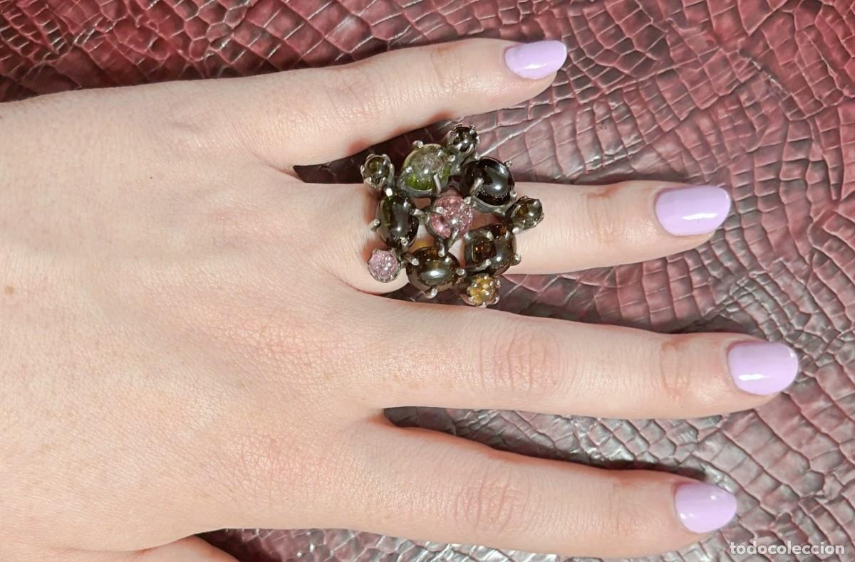 Joalharia: Anillo de Plata de Ley 925 con gemas de colores &ndash; 20 gr.