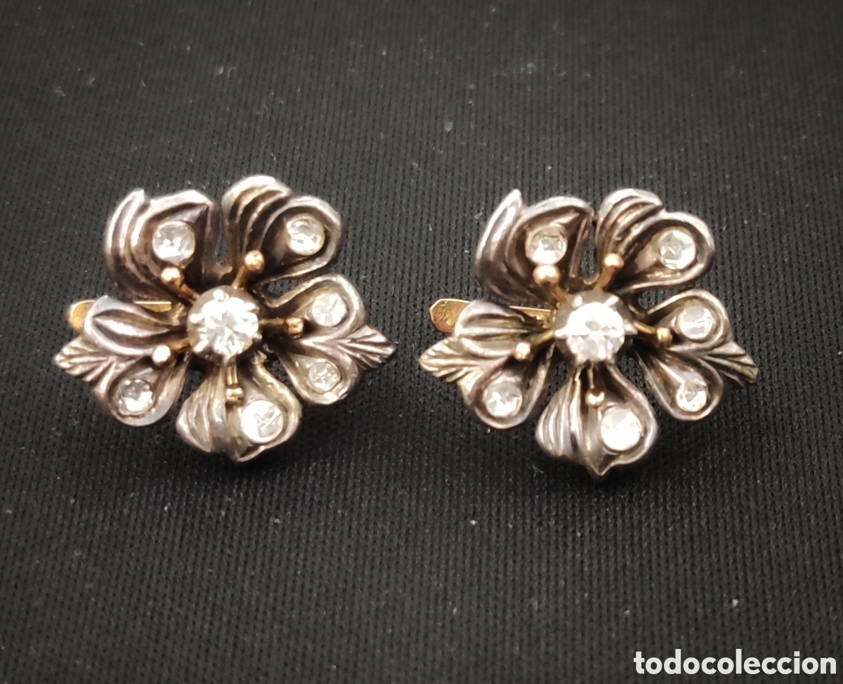 Joyeria: Pendientes Mallorquines. Oro 18K. Plata. Siglo XIX. Flores. Mallorca. Joyer&iacute;a Mallorquina.