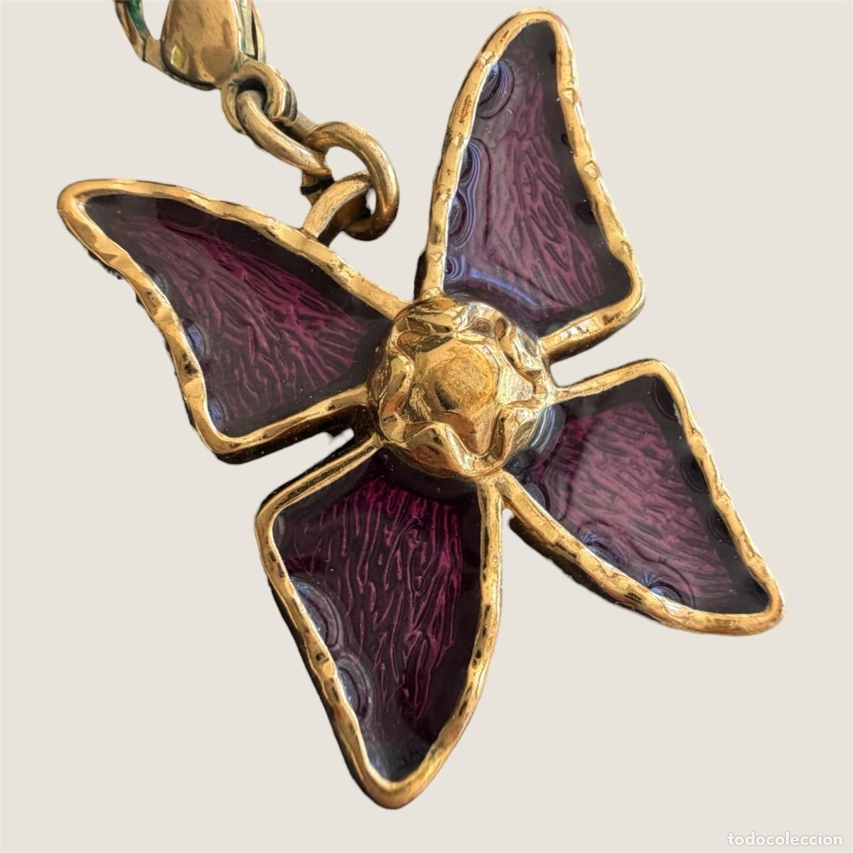 Joyeria: Colgante Yves Saint Laurent Vintage A&ntilde;os 90 Mariposa Esmaltada Firmado YSL