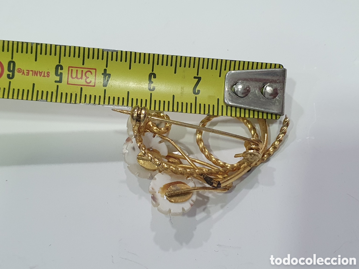 Joyeria: Broche dorado y nacar. (L127) - Foto 2
