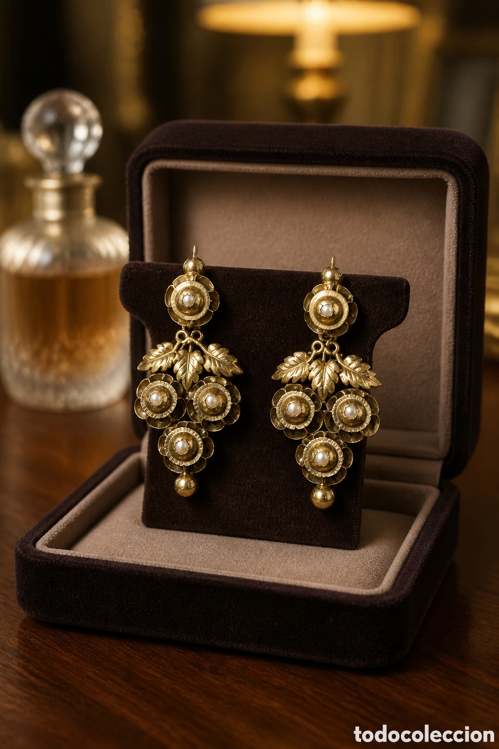 Joyeria: ANTIGUOS PENDIENTES ISABELINOS ELABORADOS EN ORO 18K Y PERLAS NATURALES