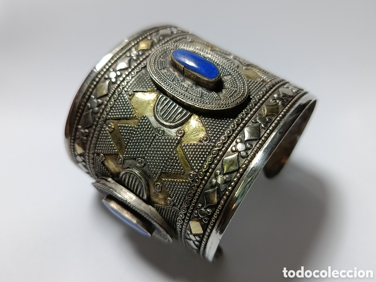 Joyeria: Brazalete vintage kazaja de plata y lapisl&aacute;zuli - Asia Central