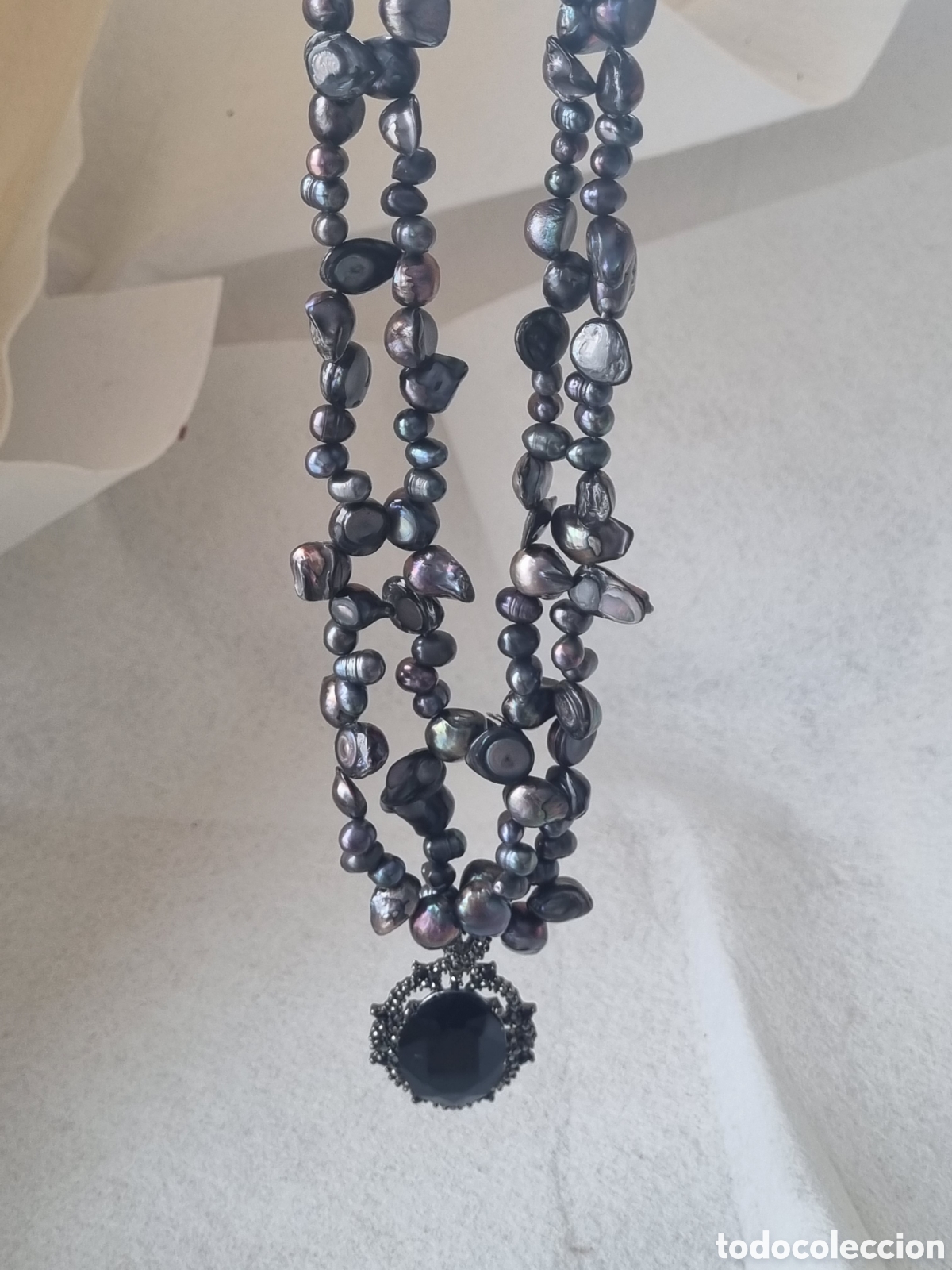 Jewelry: Collar perlas oscuras