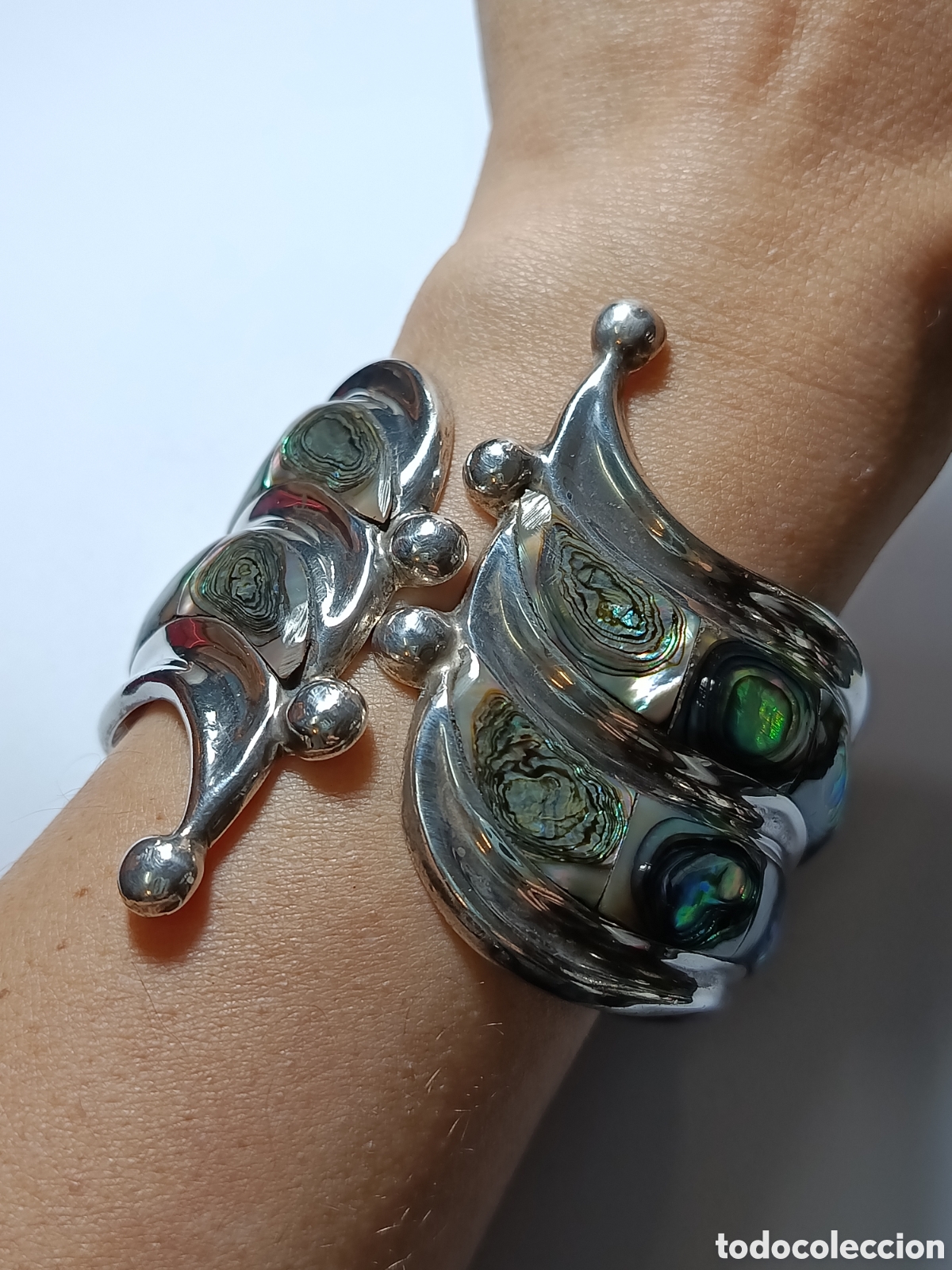 Joyeria: Pulsera vintage de plata de ley con abul&oacute;n M&eacute;xico. - Foto 5