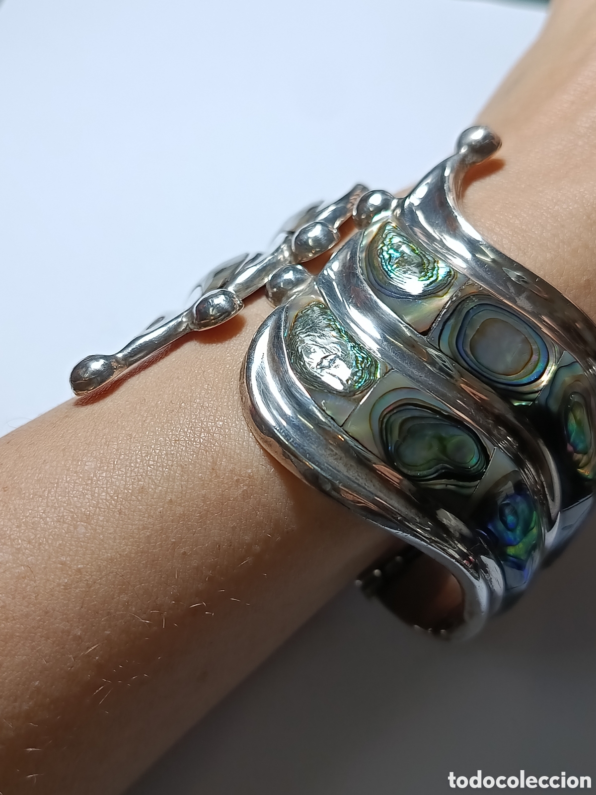 Joyeria: Pulsera vintage de plata de ley con abul&oacute;n M&eacute;xico. - Foto 6