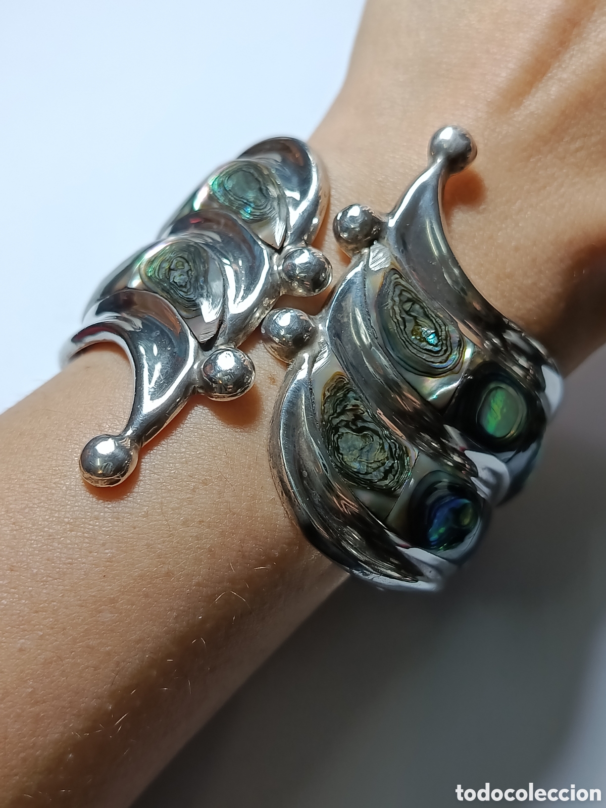 Joyeria: Pulsera vintage de plata de ley con abul&oacute;n M&eacute;xico. - Foto 7