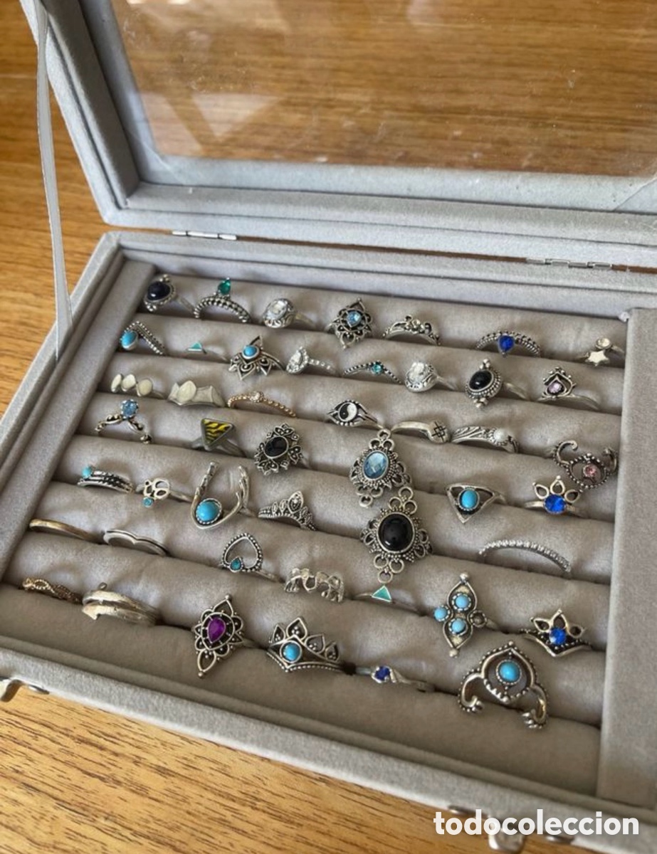 Joyeria: Grand&iacute;simo Lote 47 Anillos Boho Vintage Mujer en Estuche