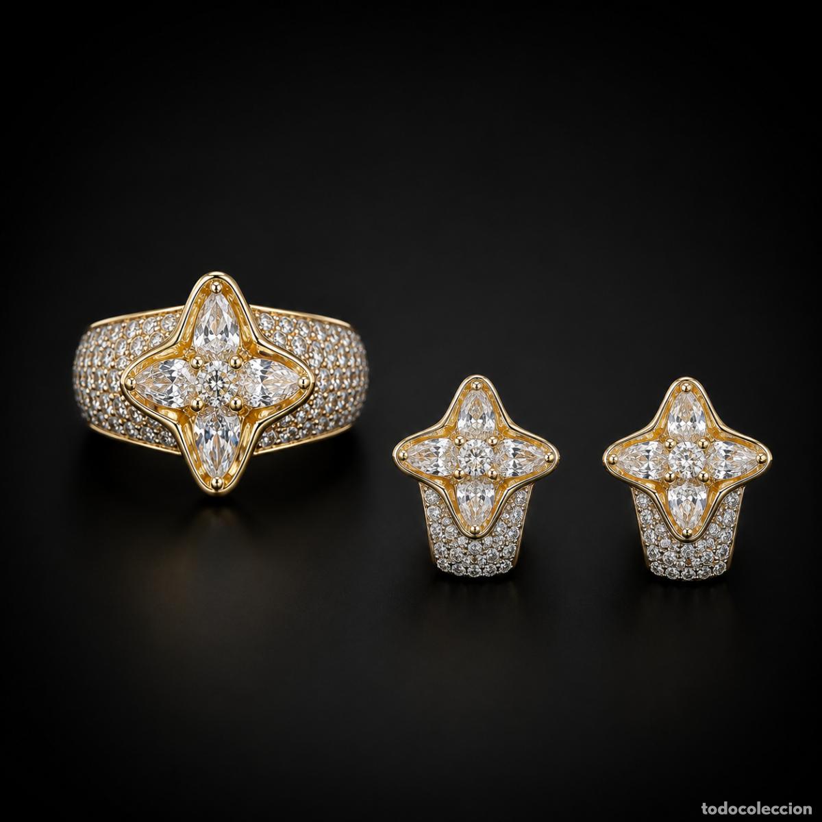 Joyeria: Conjunto de pendientes y anillo de oro