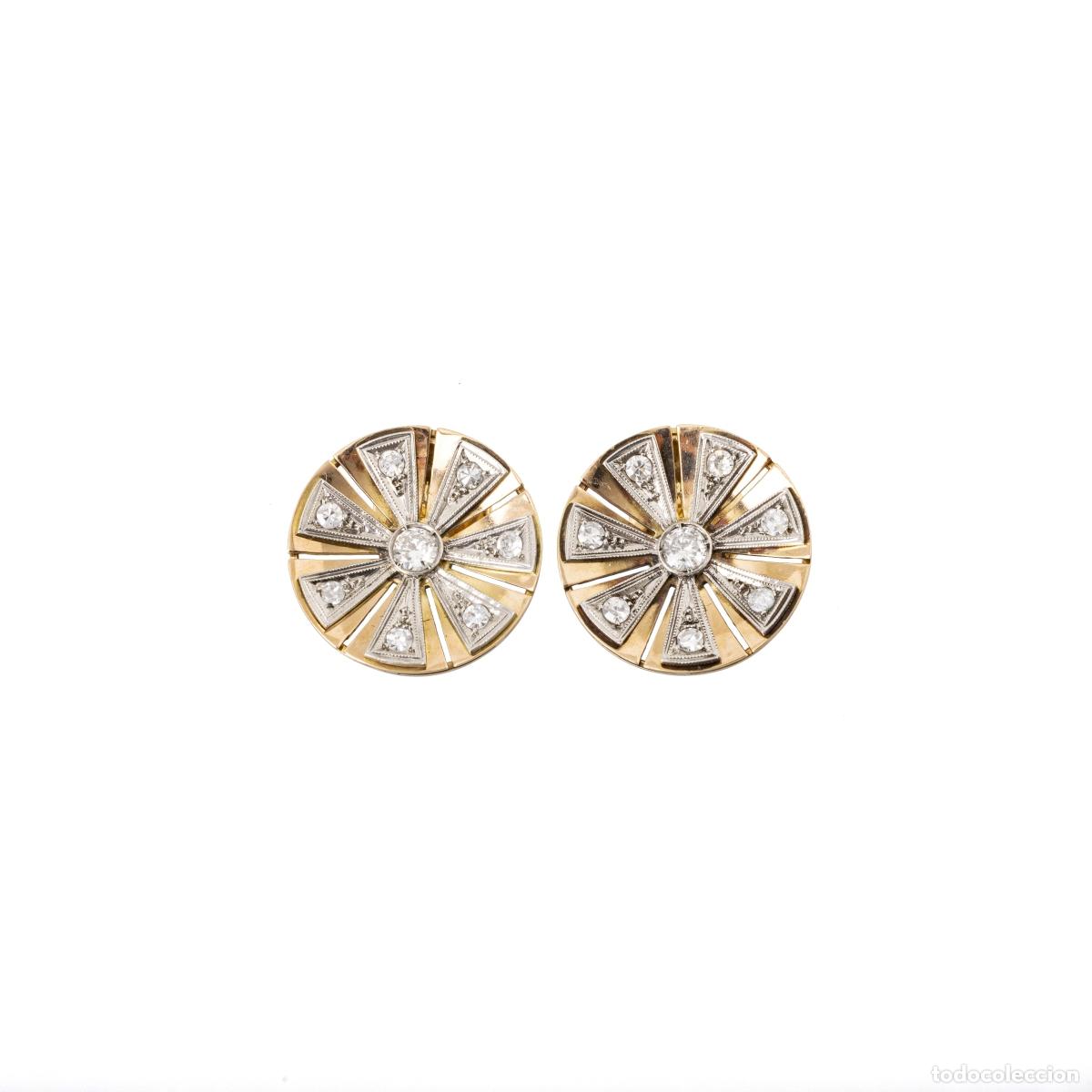 Joyeria: PAR DE PENDIENTES DE ORO CON DIAMANTES - Foto 1